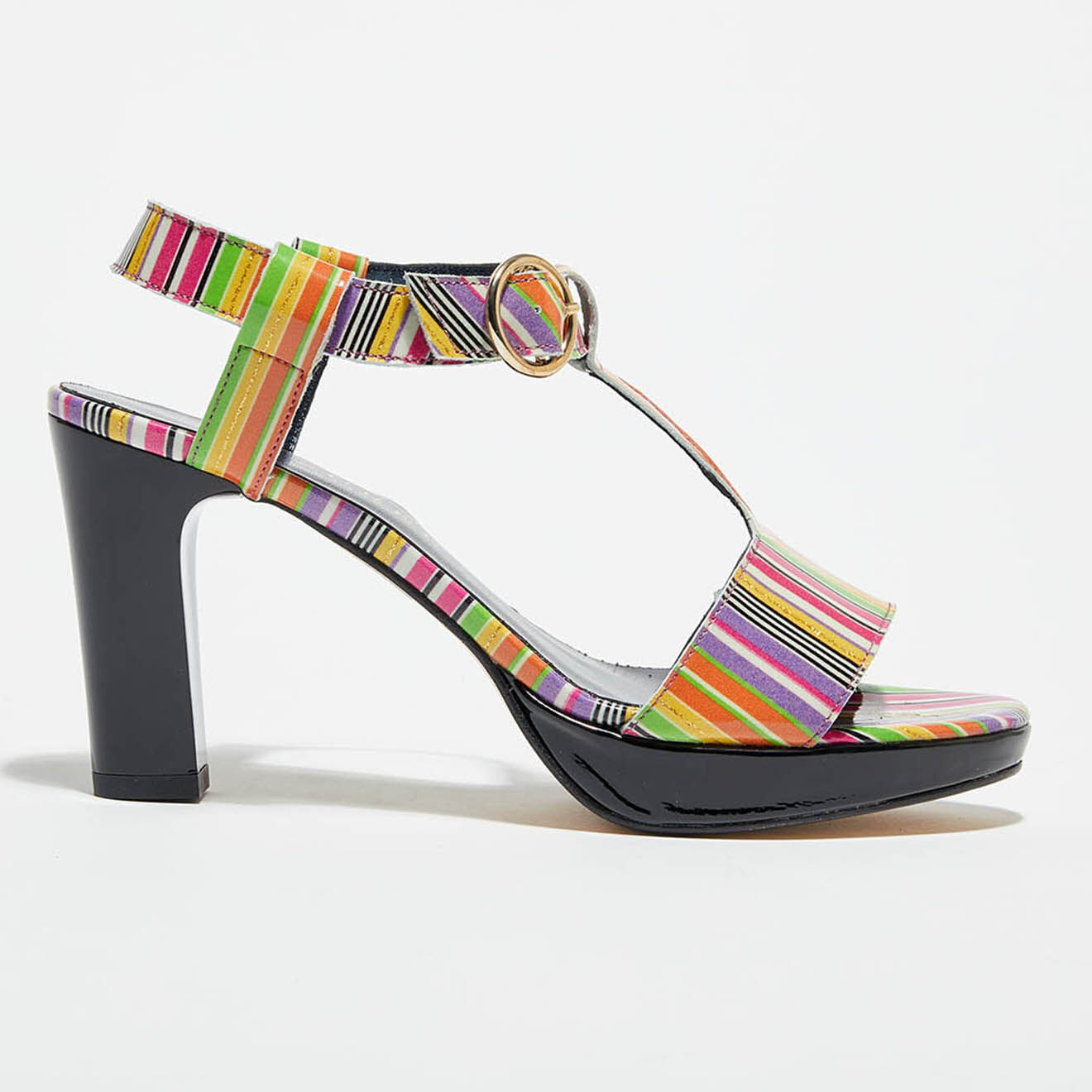 Azurée Cannes Sandales en Cuir verni Fodia multicolores - Talon 9 cm
