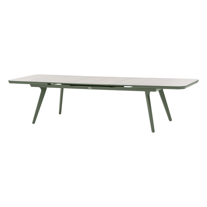 Ensemble table de jardin extensible PULPY + 12 fauteuils empilables AXANT Laurier