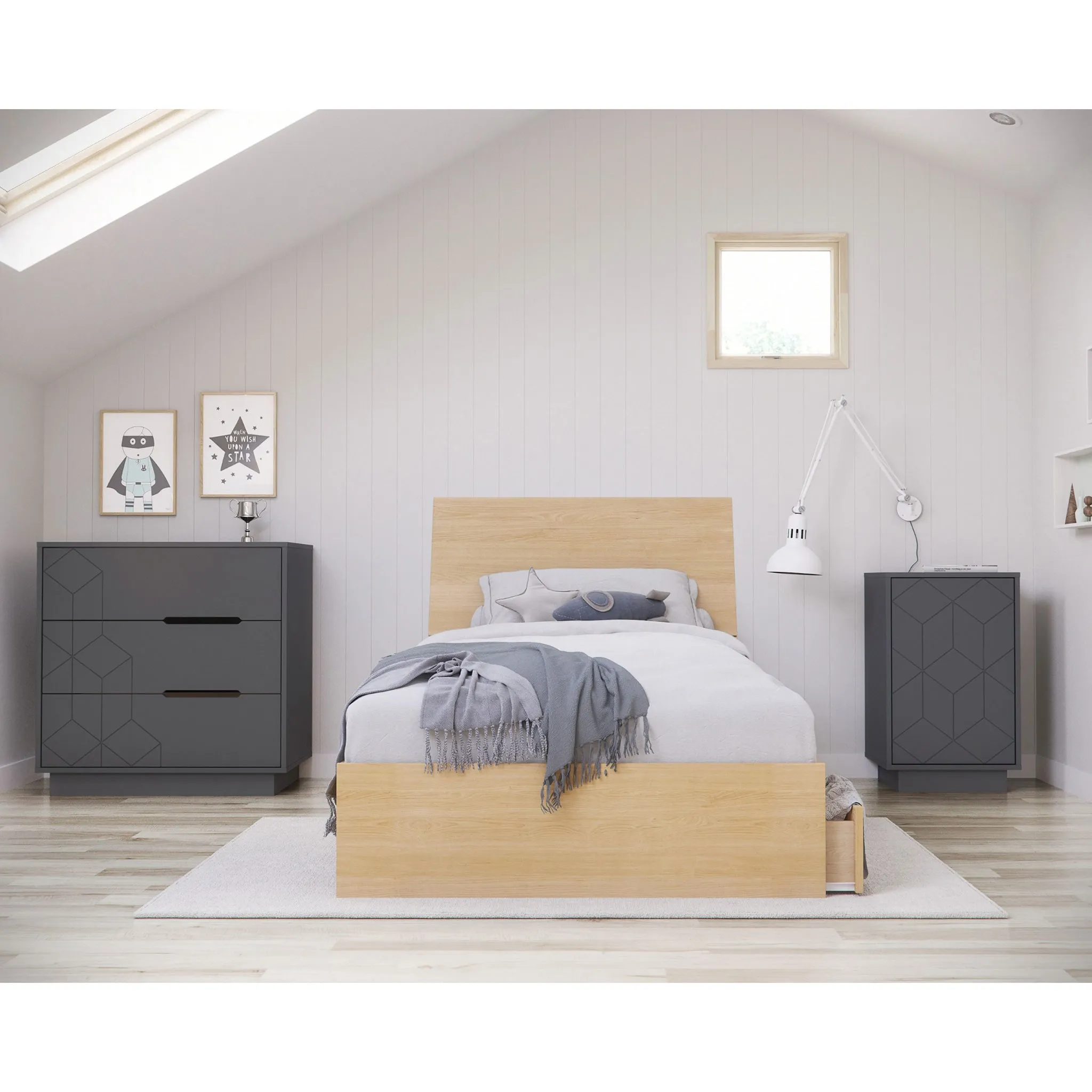 Nexera Bureau 3 Tiroirs - Gris Charbon