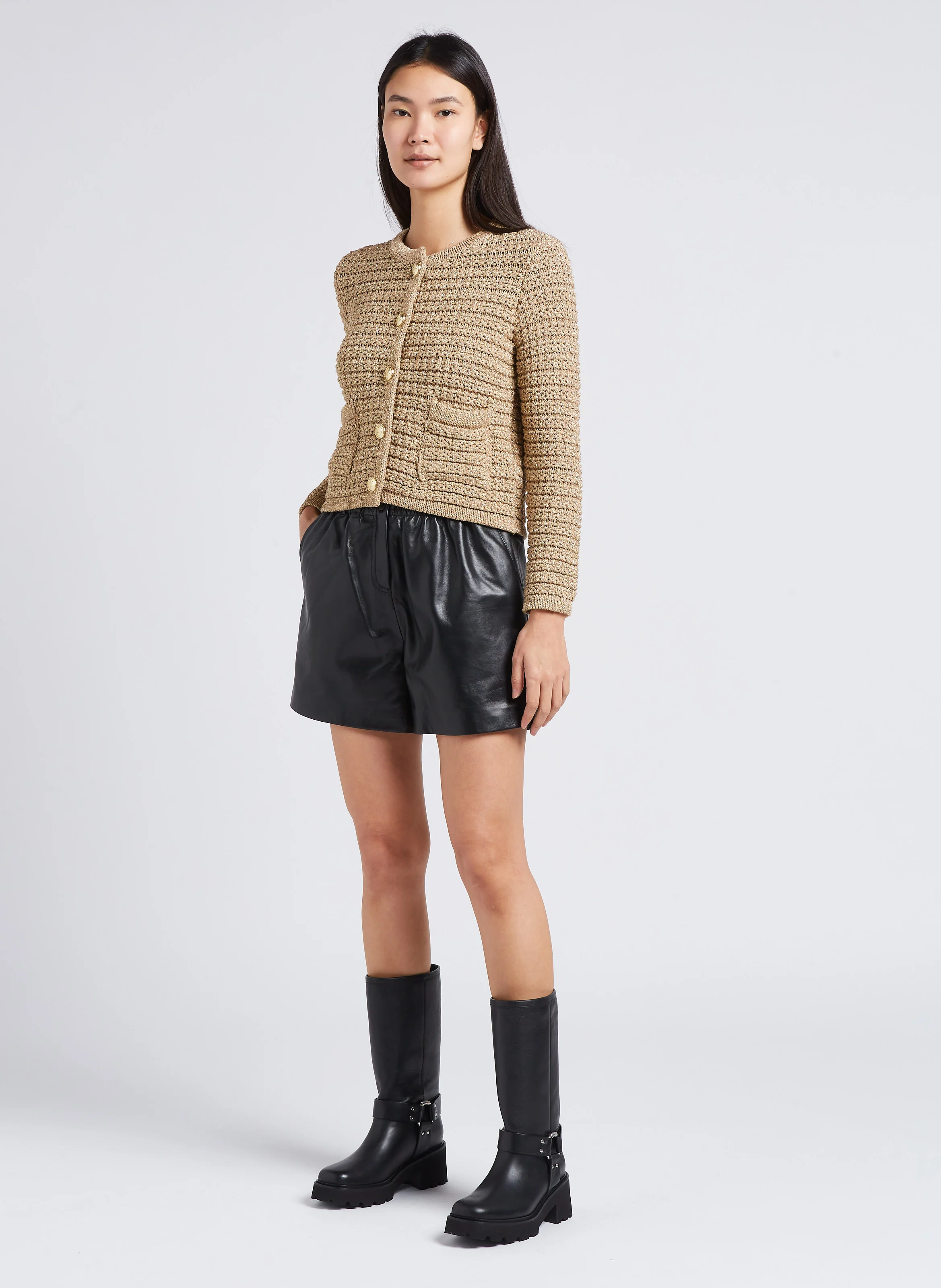 AGLAE - Short taille haute en cuir | Noir