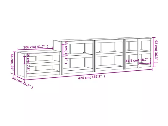 Armoires de cuisine d'extérieur 4 pcs bois de pin massif