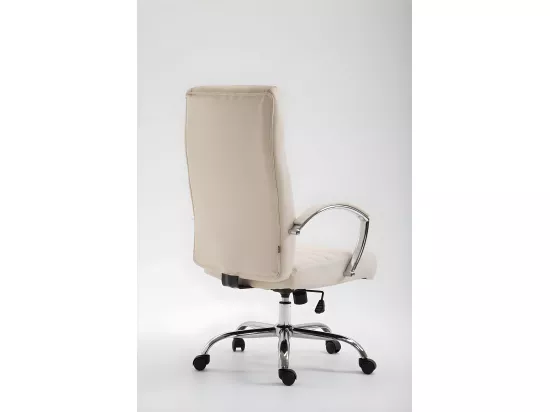 Chaise de bureau - Similicuir & Métal chromé - Crème - Valais