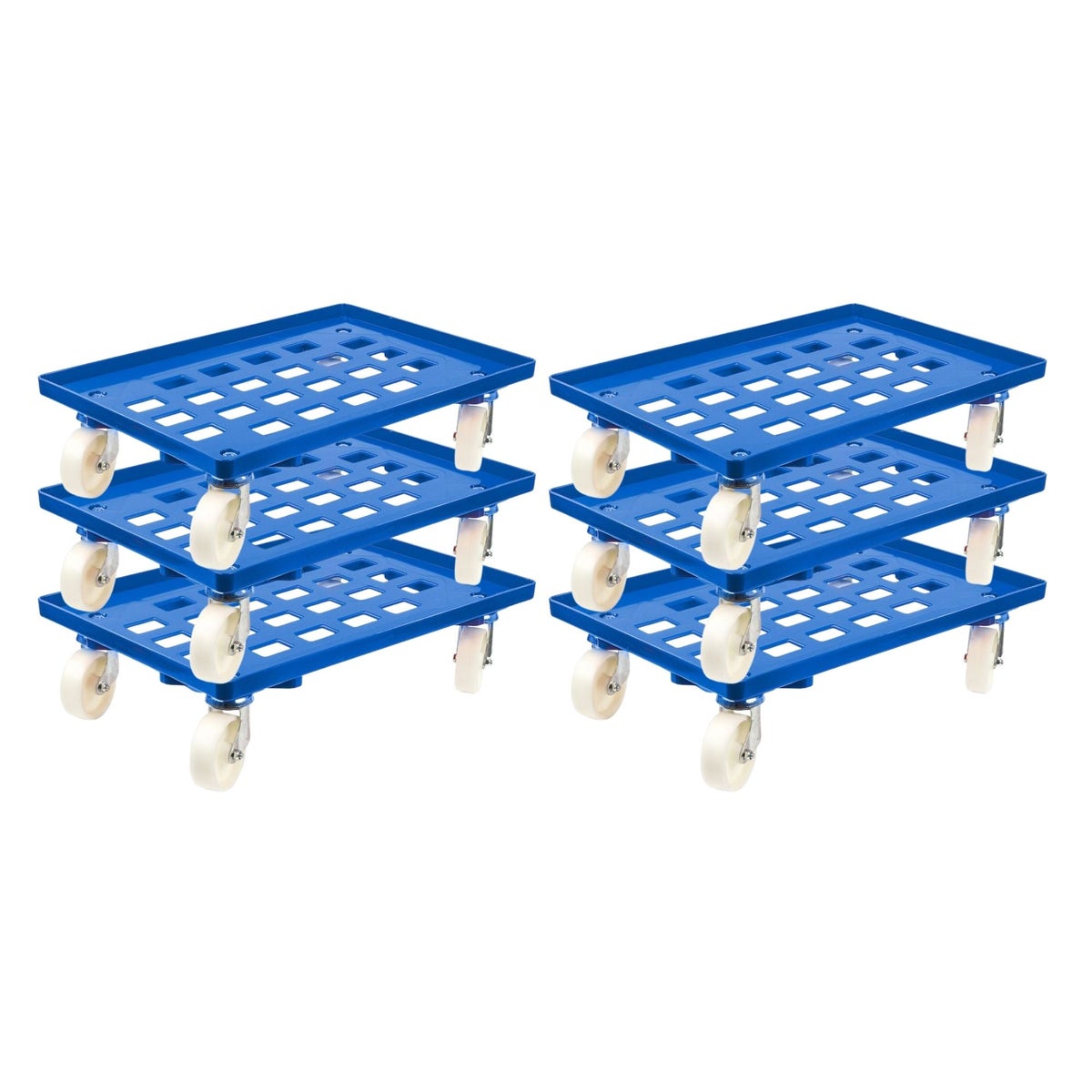PROREGAL transportwagen voor Euroboxen 60 x 40 cm met blauwe kunststof wielen, roostervloer, 2 zwenkwielen en 2 geremde wielen, draagvermogen 300 kg