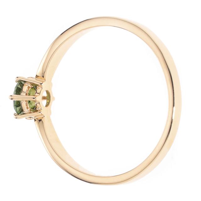 Krönchen-Ring, Brillant, grün,SI, Gold 585 poliert