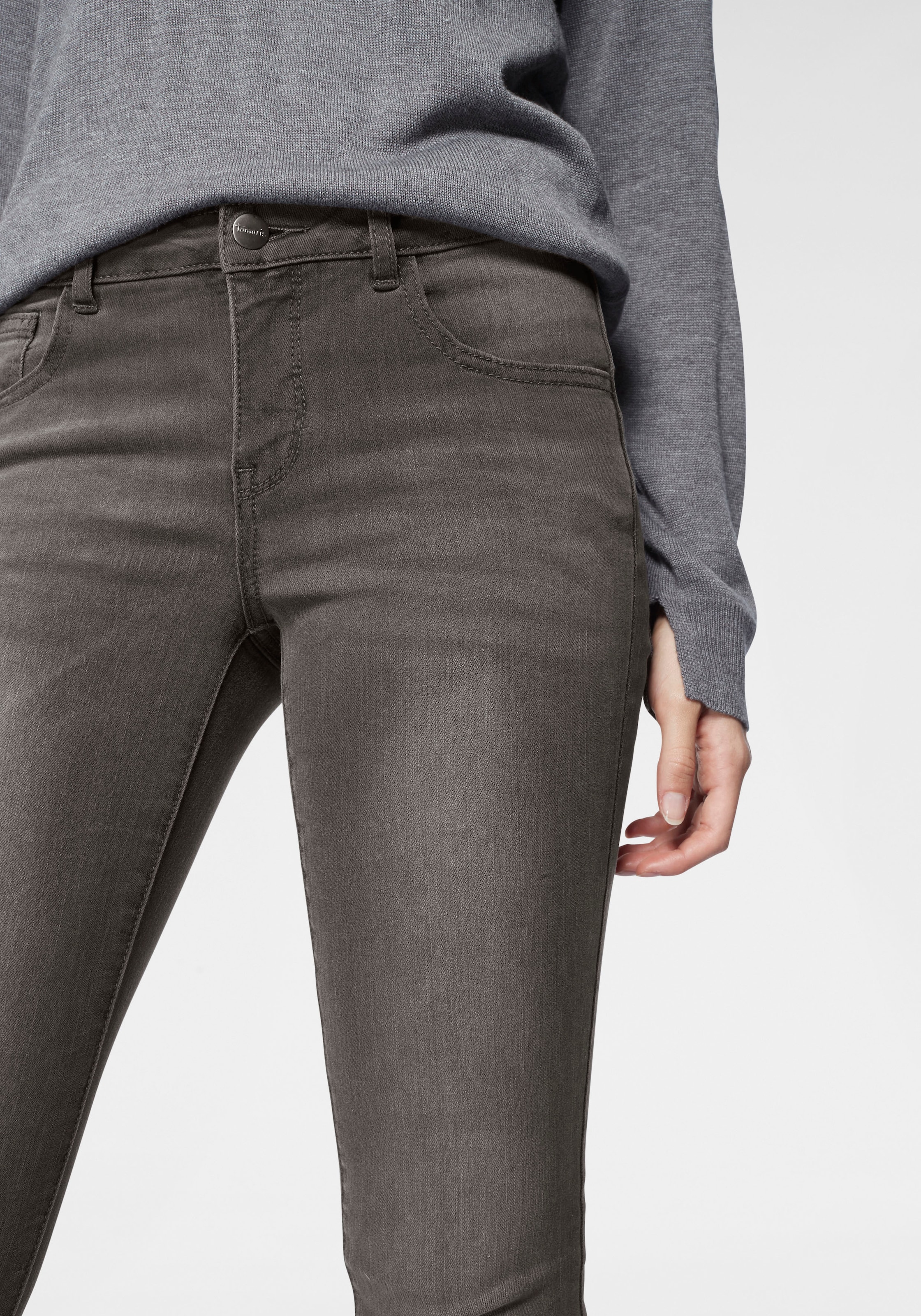 Tamaris Skinny-fit-Jeans , schmale Beinform,  normale Leibhöhe,  5-Pocket-Form,  Used-Waschung