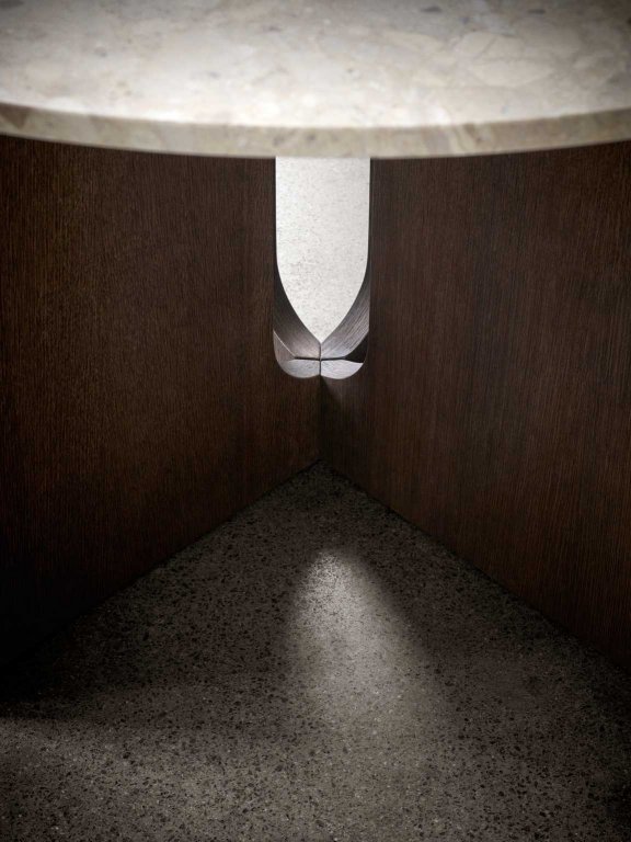 Audo Copenhagen Androgyne eettafel Ø120 naturel eiken, Kunis Breccia steen