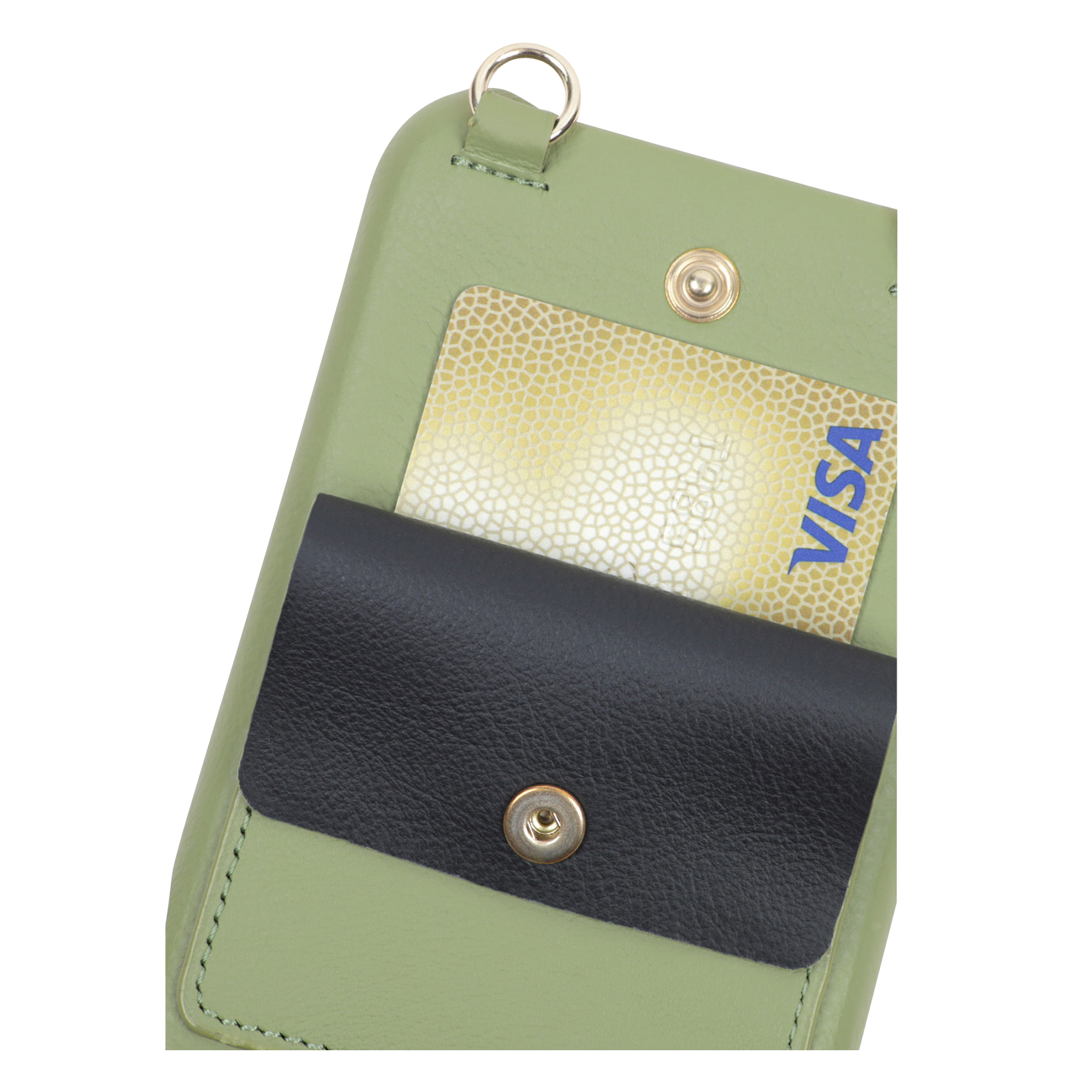 LOU - Etui pour iPhone avec pochette en cuir| Kaki