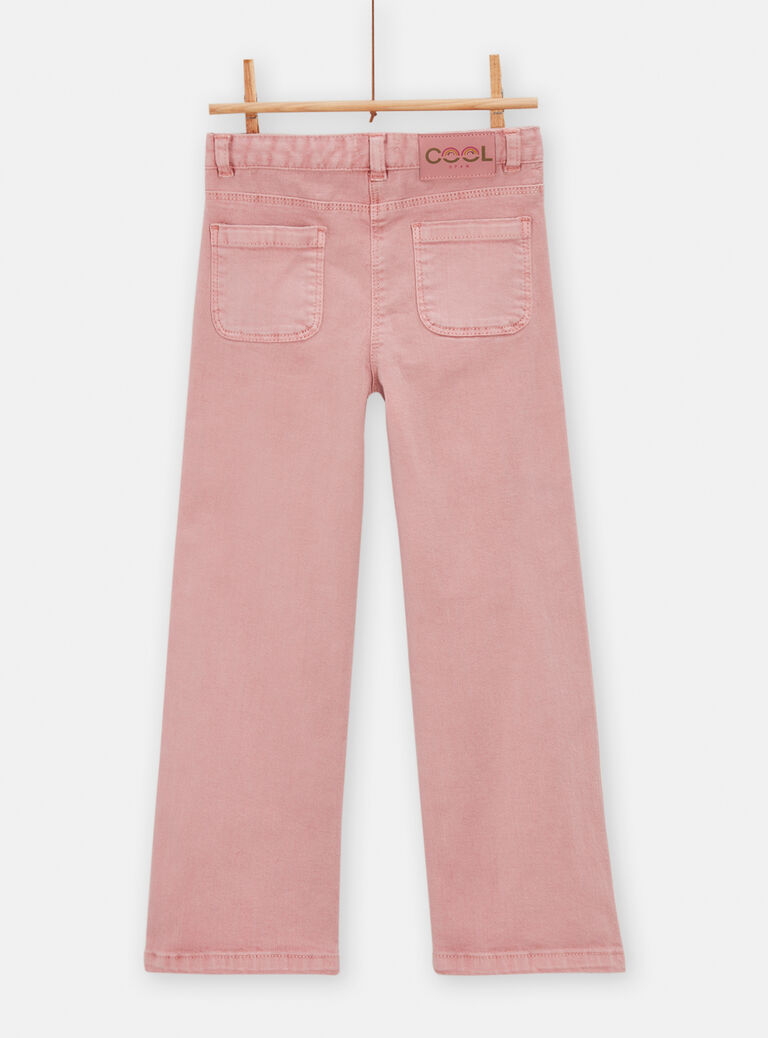 Jean large taille haute rose pale pour fille