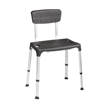 Secucare douchestoel Quatrro met rugleuning verstelbaar Hoogte 39-54 cm zwart