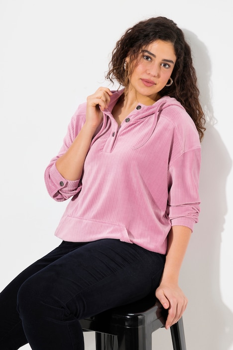 Cord-Hoodie, Oversized, Kapuze, Langarm, Gummisaum