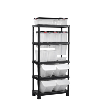 Keter Plus stellingkast - 5 planken - 90x40x182cm - zwart