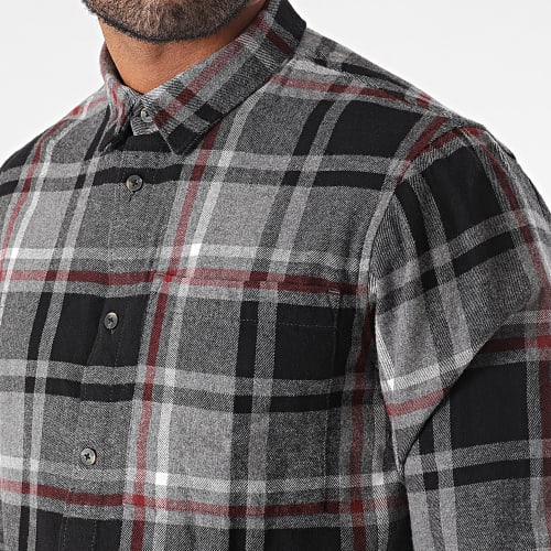 Chemise Manches Longues A Carreaux Craig Gris Chiné Noir