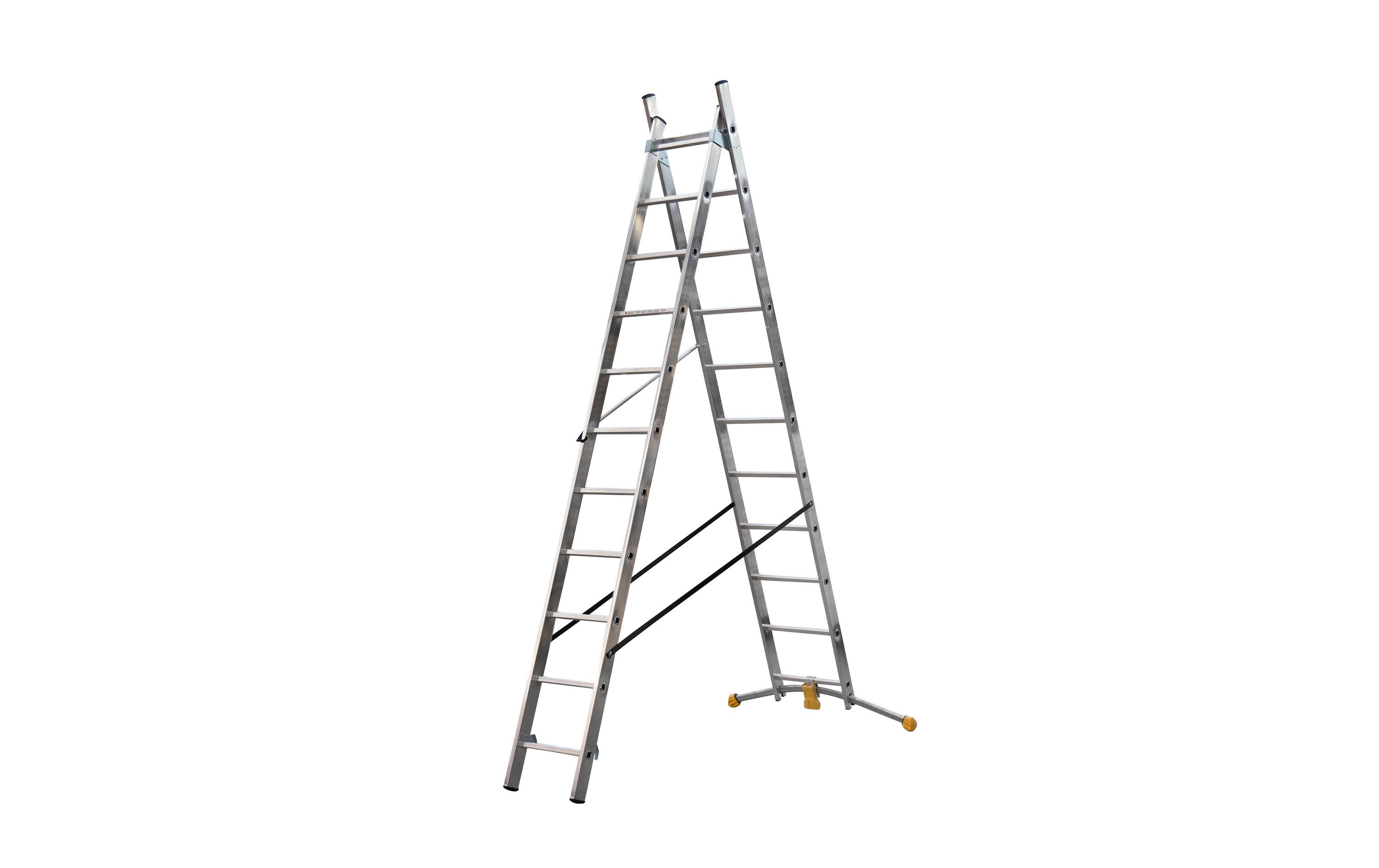 Kombileiter HobbyLOT 2 x 11 Sprossen<br>Als Schiebe- oder Bockleiter einsetzbar