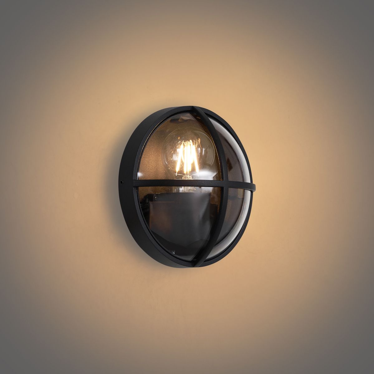 Buiten wandlamp zwart rond IP65 - Target