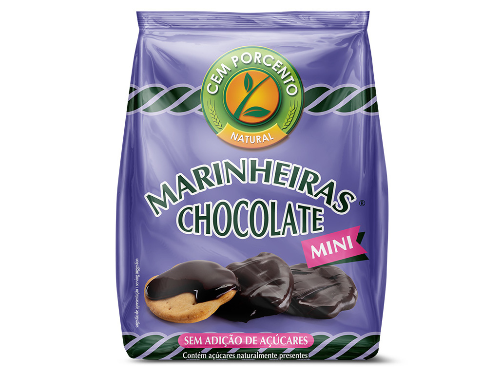 BOLACHAS CEM PORCENTO MINI MARINHEIRAS CHOCOLATE 50 G