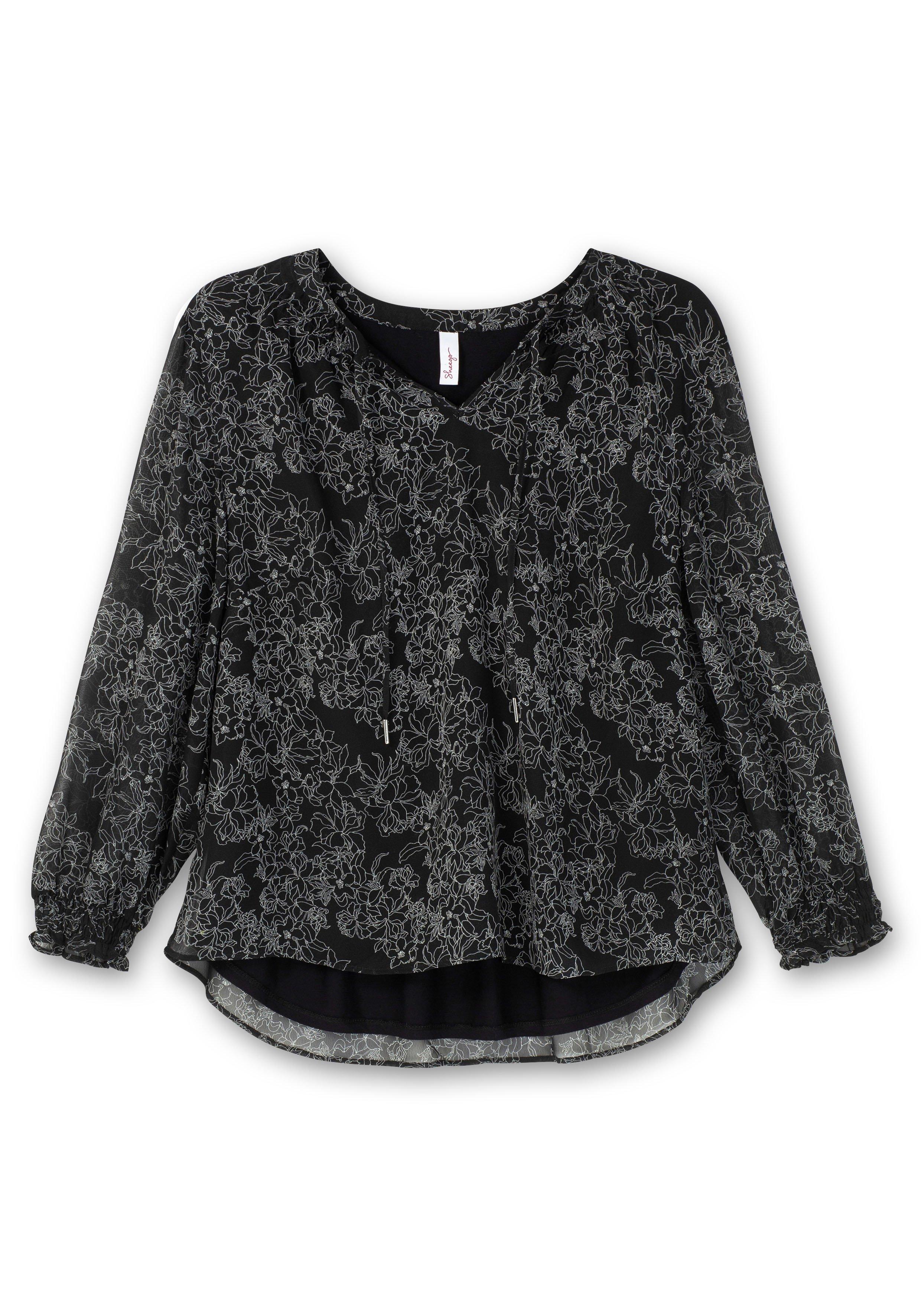 Chiffontunika in Petite Passform, mit Blumenprint