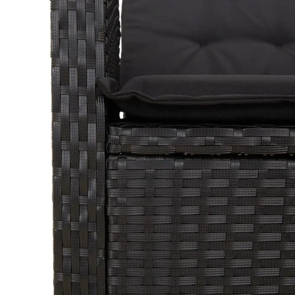 vidaXL - Verstelbare loungebank met kussens - Zwart - Poly rattan - 105x59x93 cm