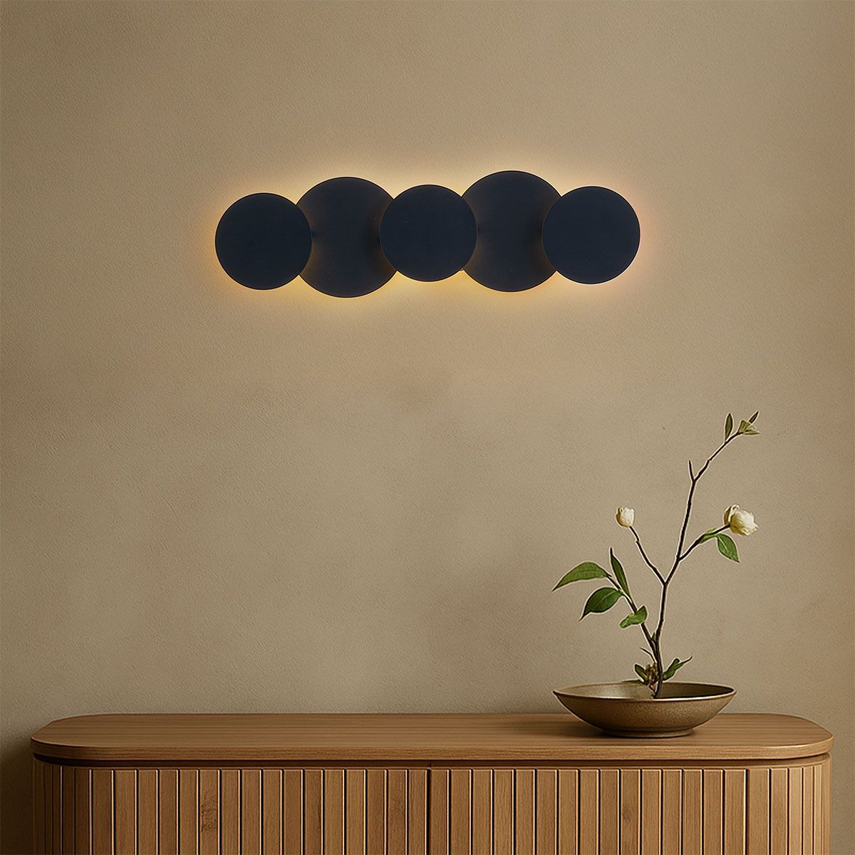 Moderne wandlamp zwart incl. LED 3-staps dimbaar 5-lichts - Sunrise
