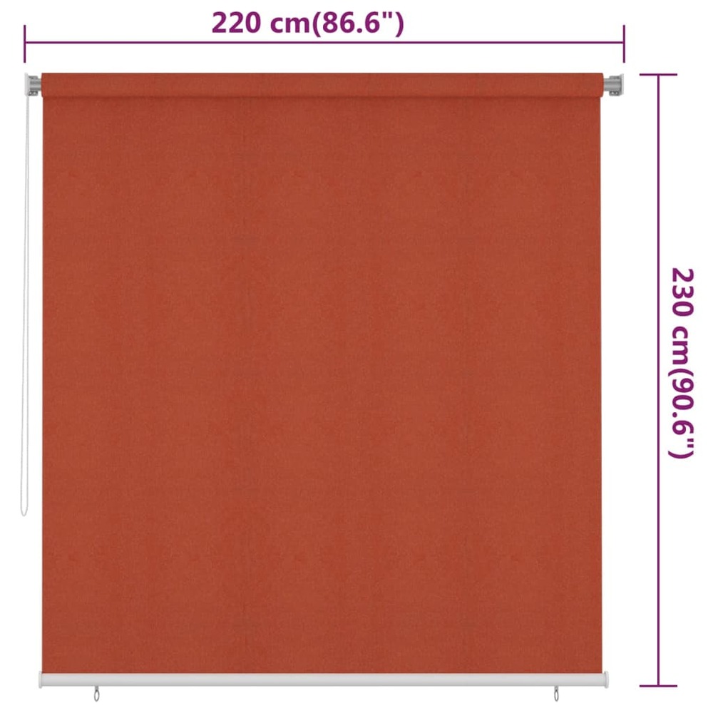 Store roulant d'extérieur 220x230 cm terre cuite pehd
