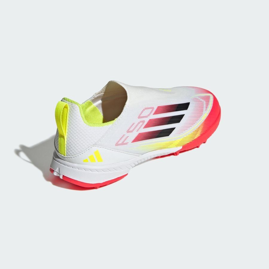 adidas F50 League Laceless TF Pure Victory - Blanc/Noir/Jaune Enfant