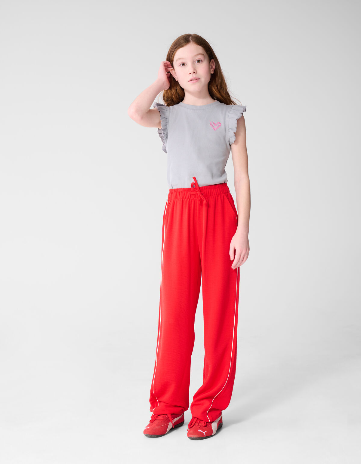 Ruffle Heart Top Lichtgrijs
