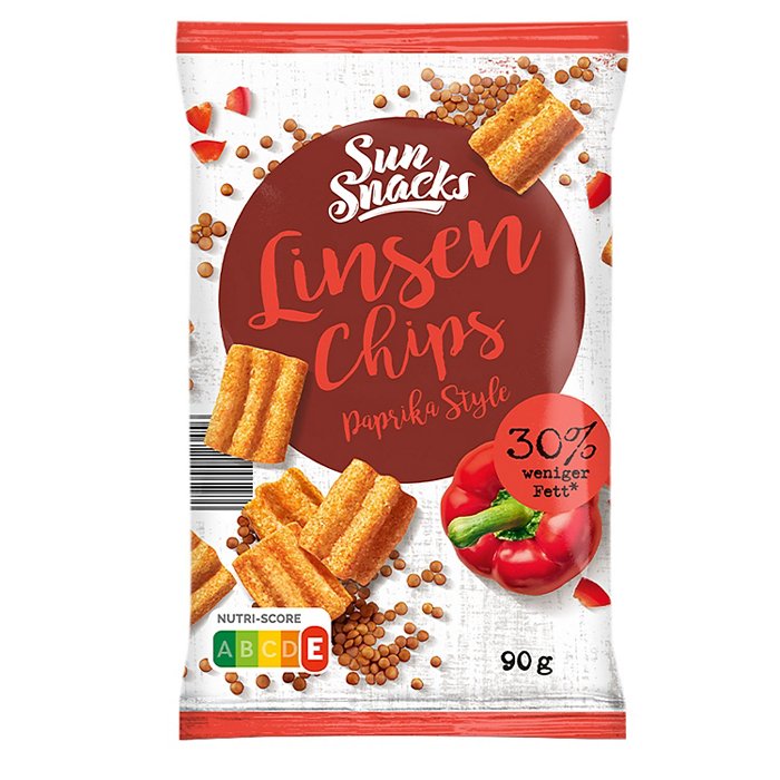 SUNSNACKS Linsen Chips 90 g, Paprika