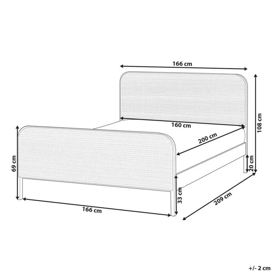 GONFARON - Tweepersoonsbed - Zwart - 160 x 200 cm - Dennenhout