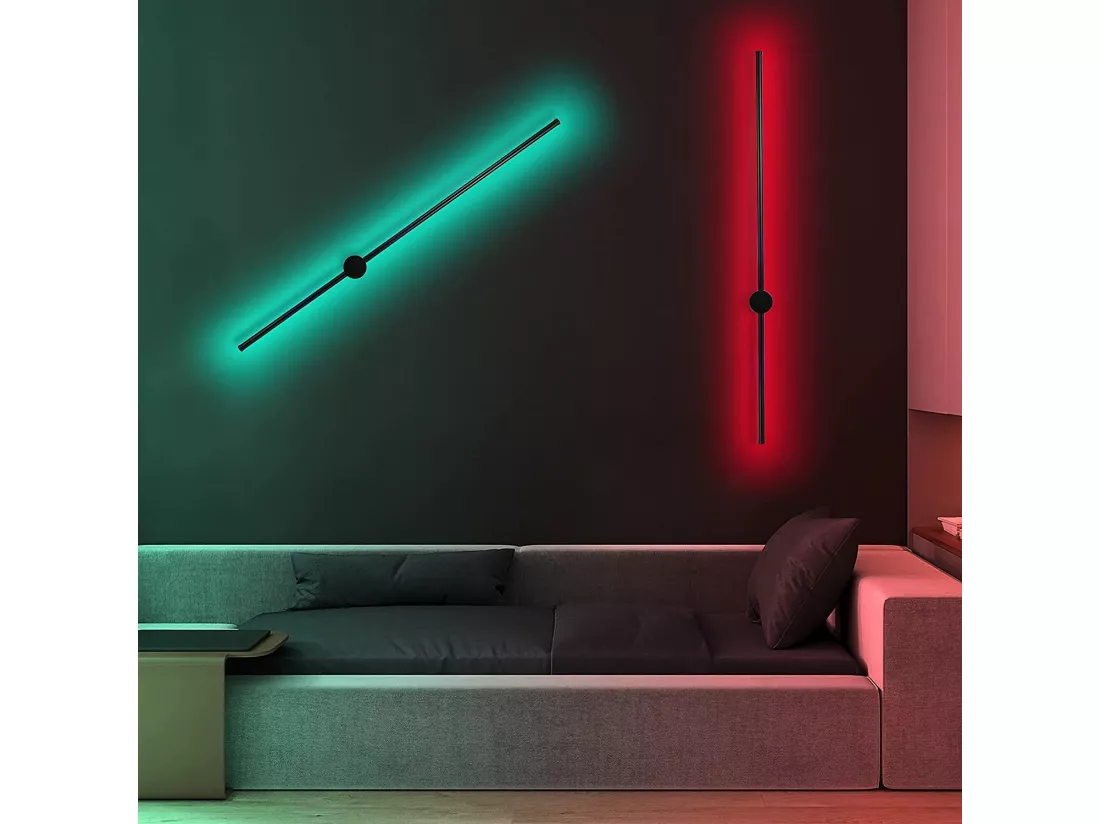 NETTLIFE Led lampe murale intérieure :lumière de l'étrier 100CM RGB Noir Musique Lampe de couloir
