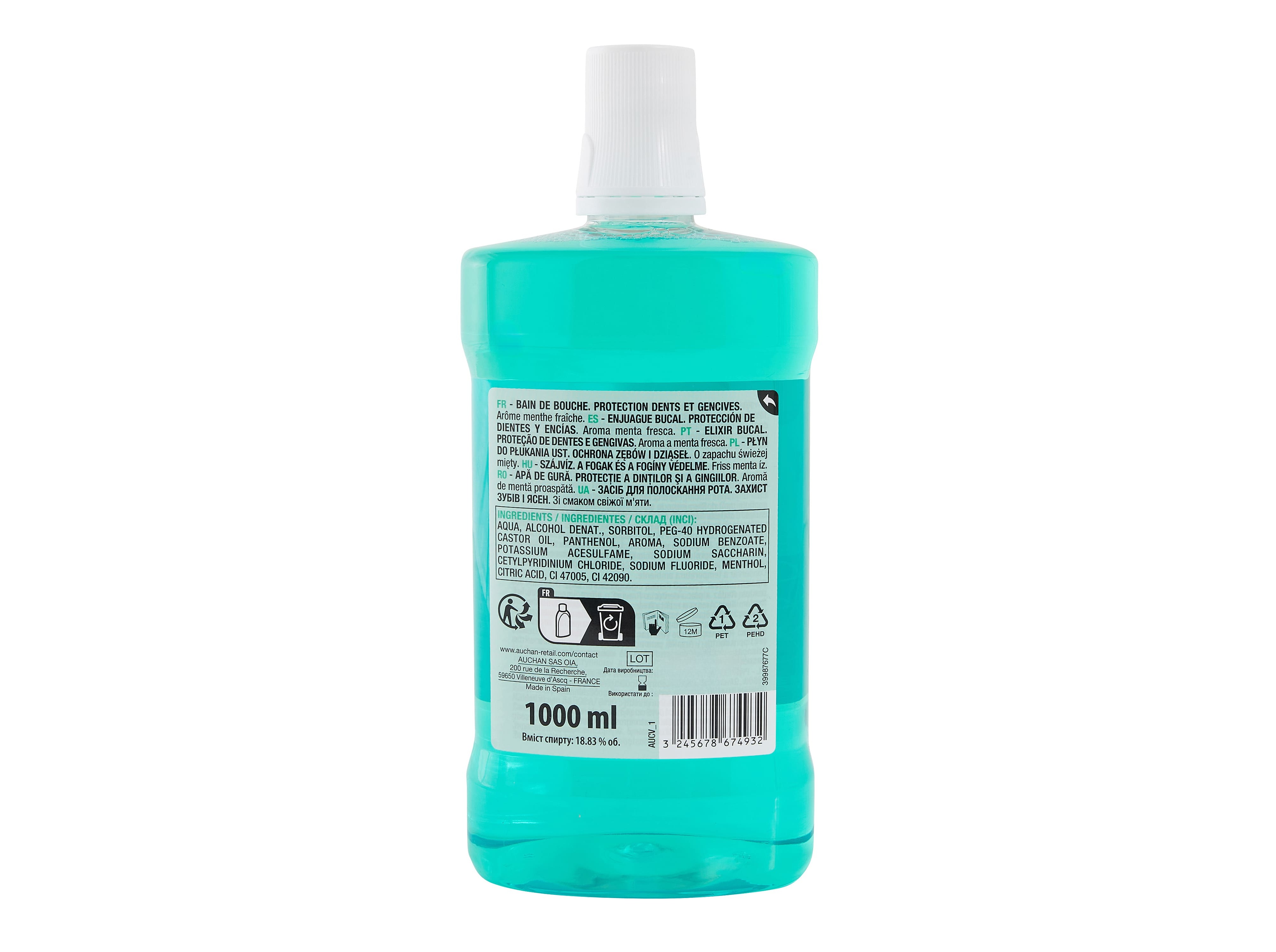 ELIXIR AUCHAN PROTEÇÃO DENTES E GENGIVAS 1L