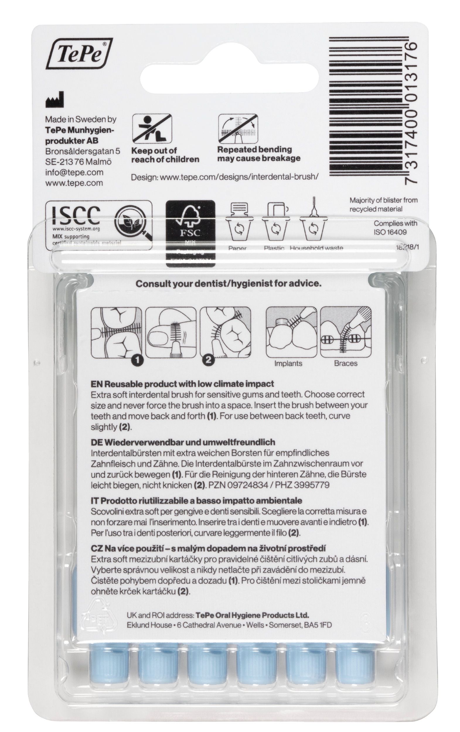 TePe Interdentalbürste Extra Soft 0,6 - 1,1 mm blau