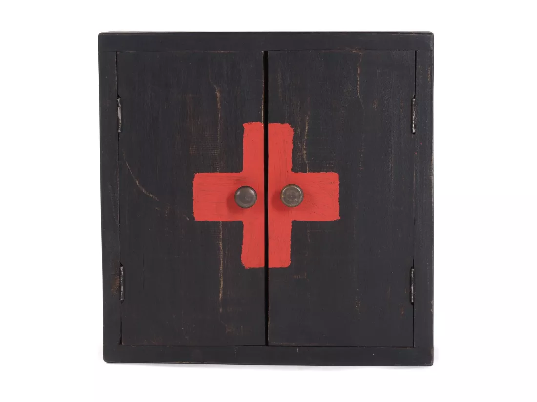 ARMOIRE À PHARMACIE MEDIC 35 Bois massif en acajou 04 schwarz-natur