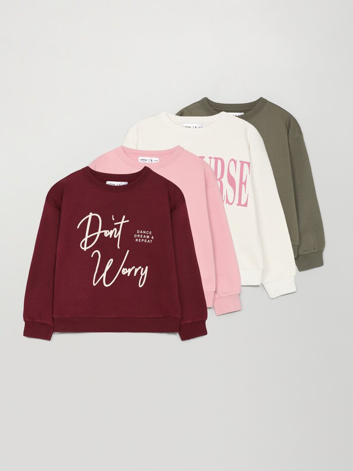Conjunto de 4 moletons lisos e estampados sortidos - Bordô