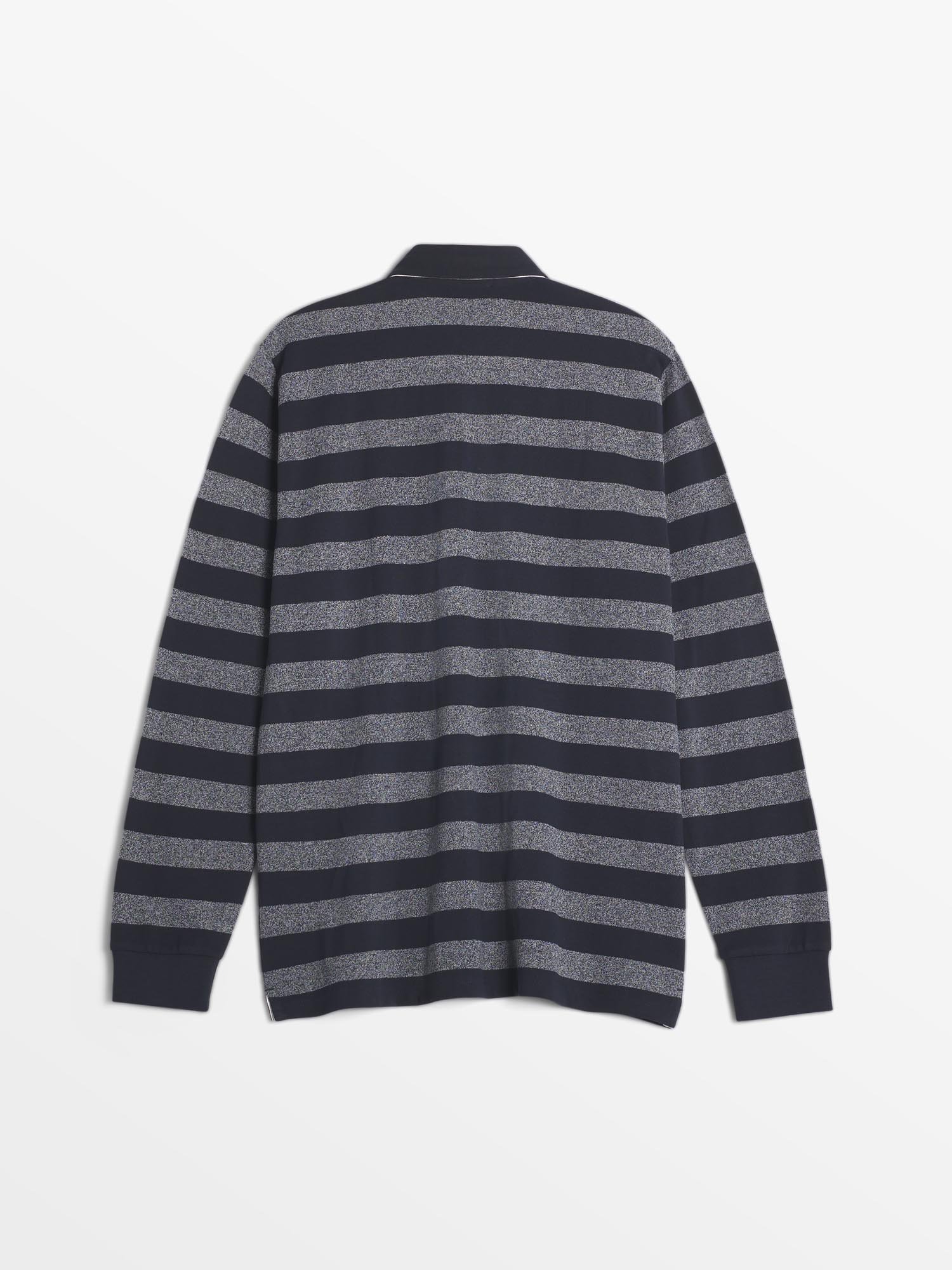 Polo Homme Larges Rayures Noir et Gris