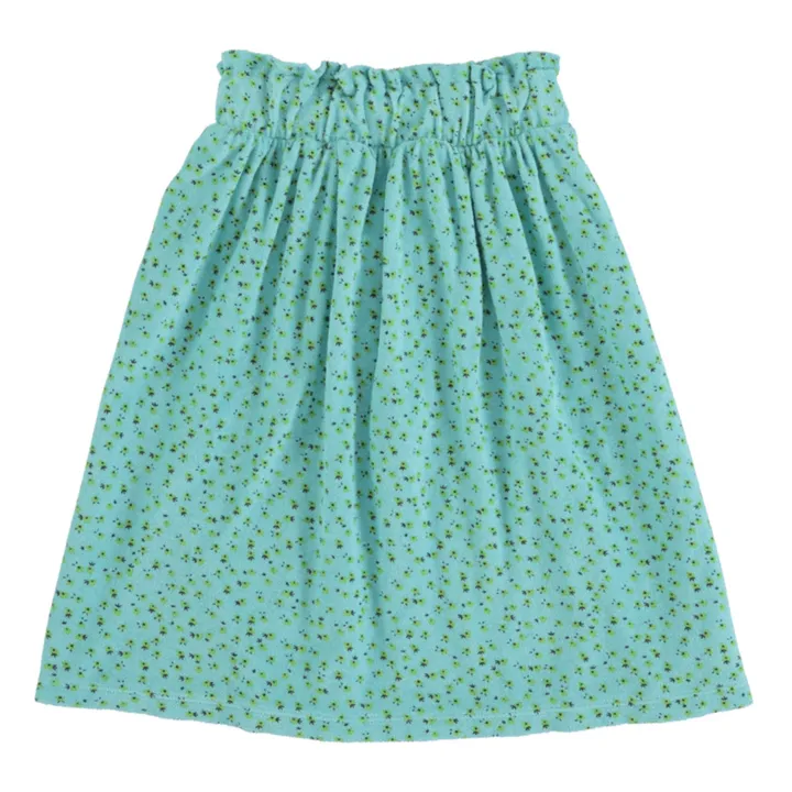 Piupiuchick Jupe Eponge Fleurs Coton Bio | Bleu
