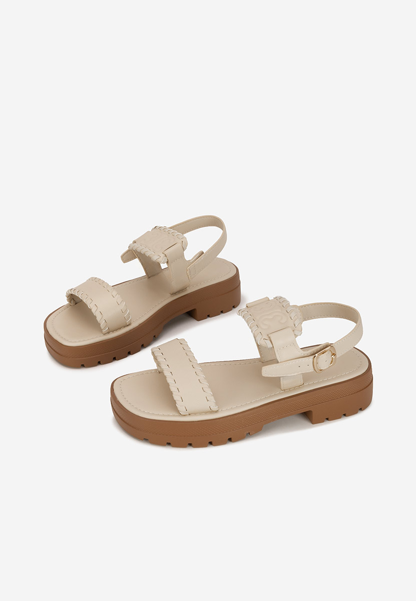Sandales femme sans talon beige Loryanna