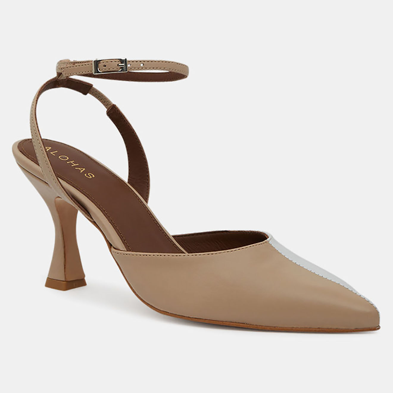 Alohas Slingbacks en Cuir Cinderella beiges - Talon 7,5 cm