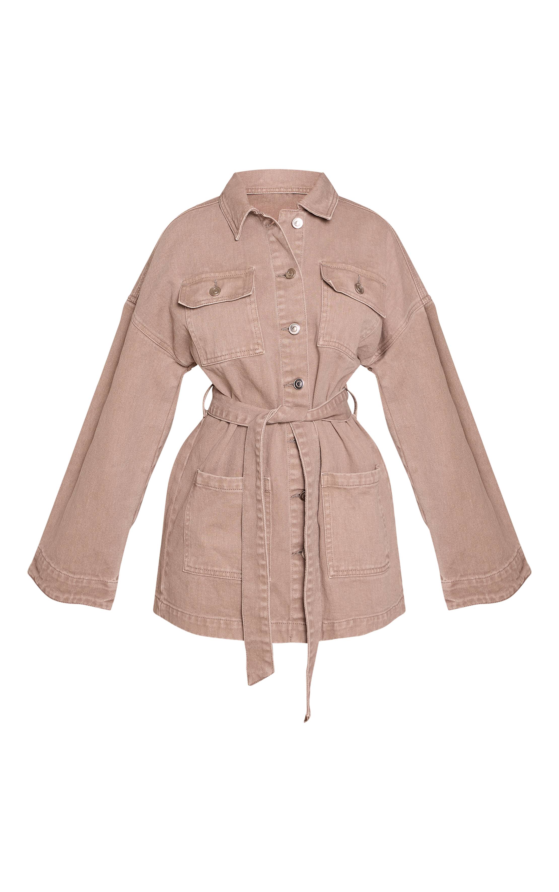 Champignon Robe En Denim Petite À Poches Utilitaires Et Ceinture À Nouer À La Taille