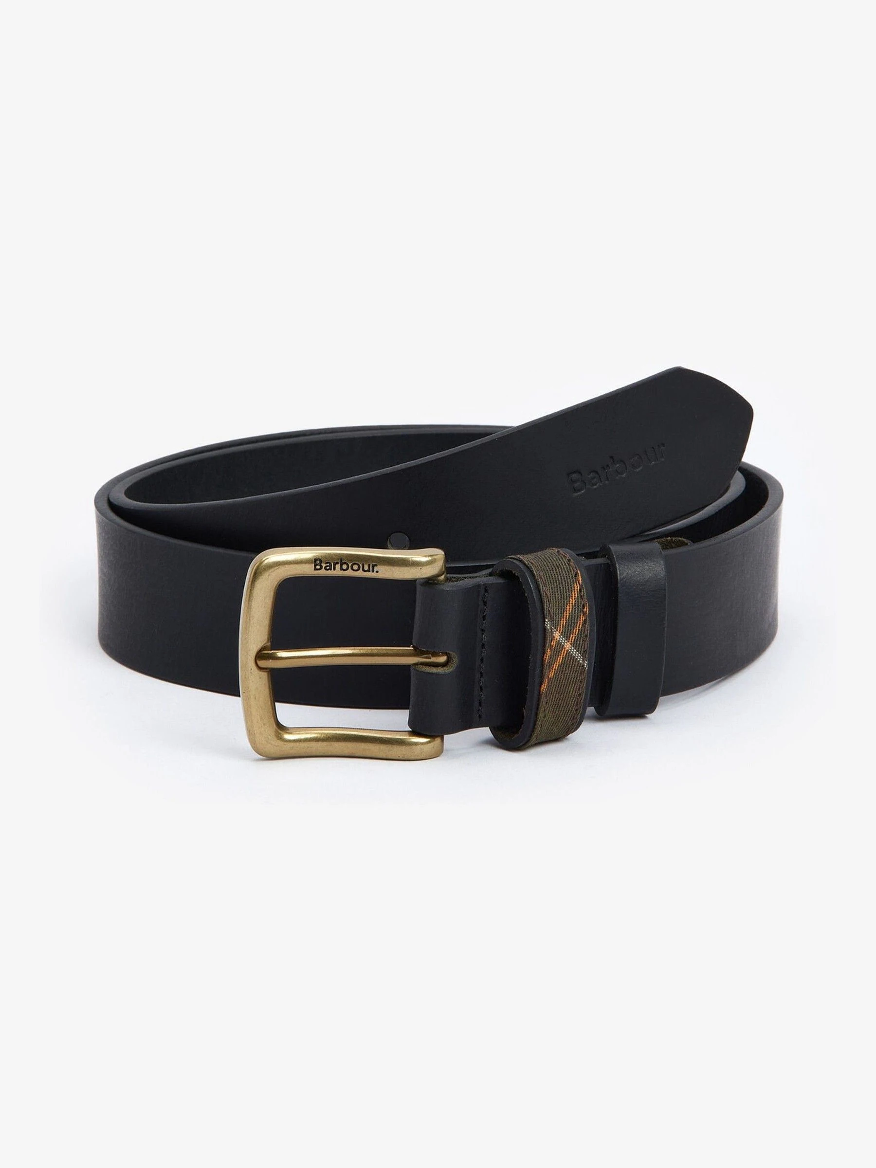 Zwart - Barbour® Esk Leren Tartan Riem