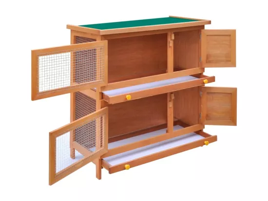 Clapier d'extérieur Enclos pour petits animaux 4 portes Bois