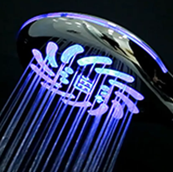 LED Duschbrause Kleid Massage Duschkopf mit LCD Display (05981398) - Silber