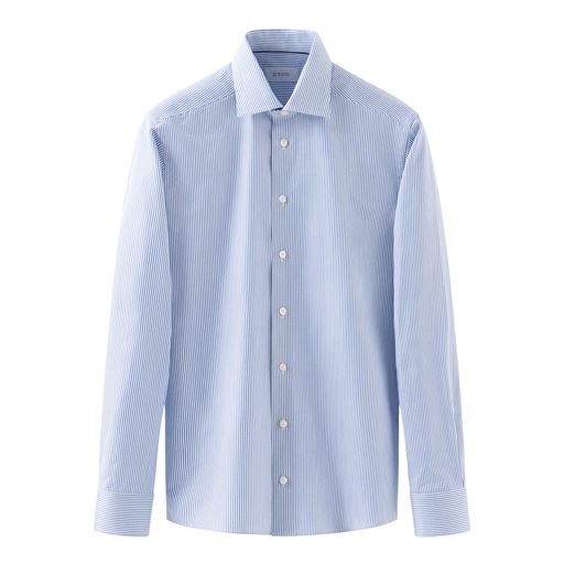 Eton Striped Signature Twill Contemporary Skjorte, Light Blue, 46