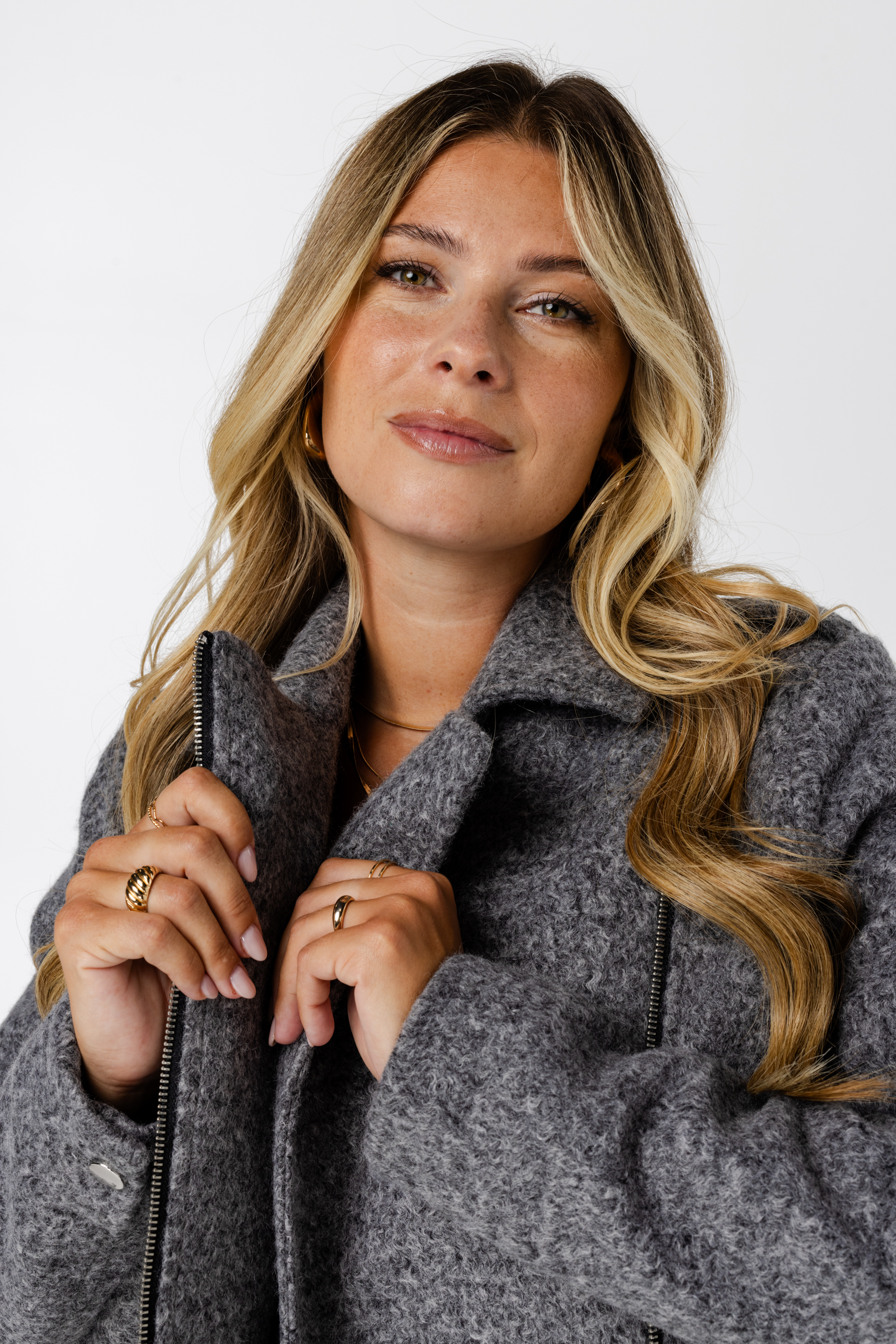 Jas met ritssluiting dark grey melange
