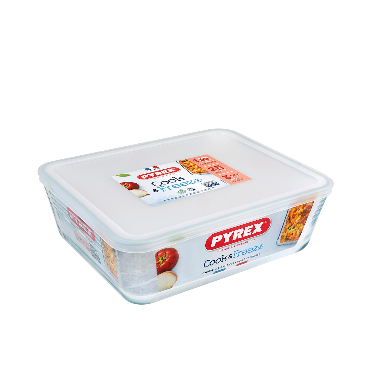 Pyrex Fat rektangulært m/lokk Klar