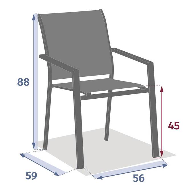 Fauteuil de jardin empilable ESSENTIA Bleu canard / Graphite