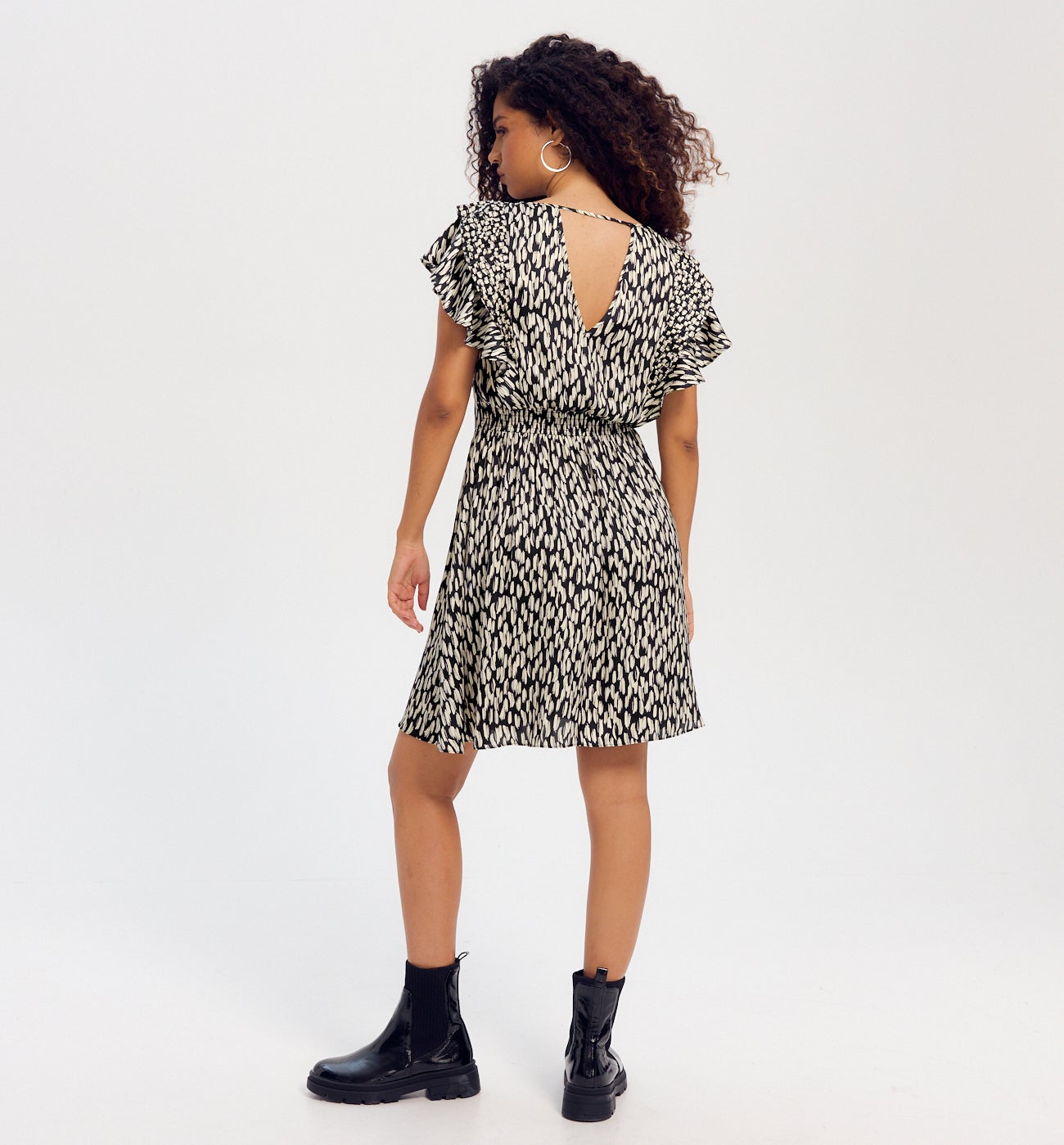 Robe en satin imprimé Femme - Imprimé marine