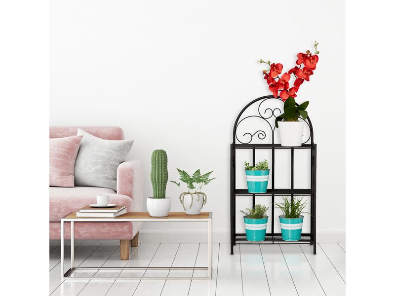 relaxdays Pflanzenständer Antik 83 cm, Schwarz Pflanzenregal