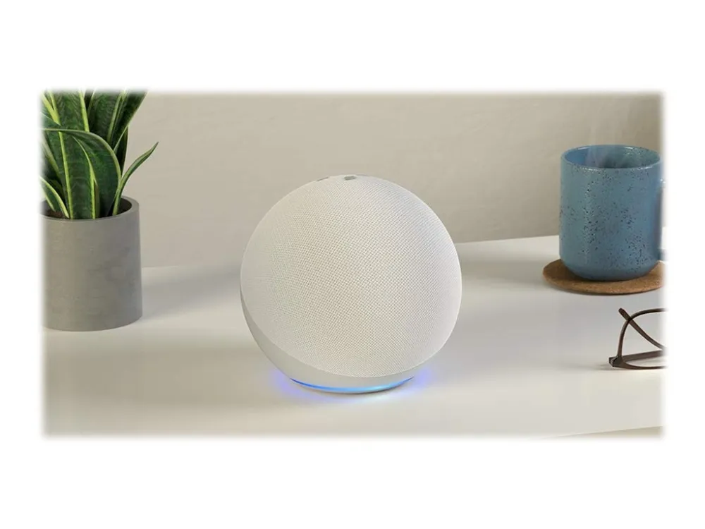 Amazon Echo (4th Generation) - Smart højttaler - Bluetooth, Wi-Fi - App-kontrolleret - 2-vejs - Glacier White
