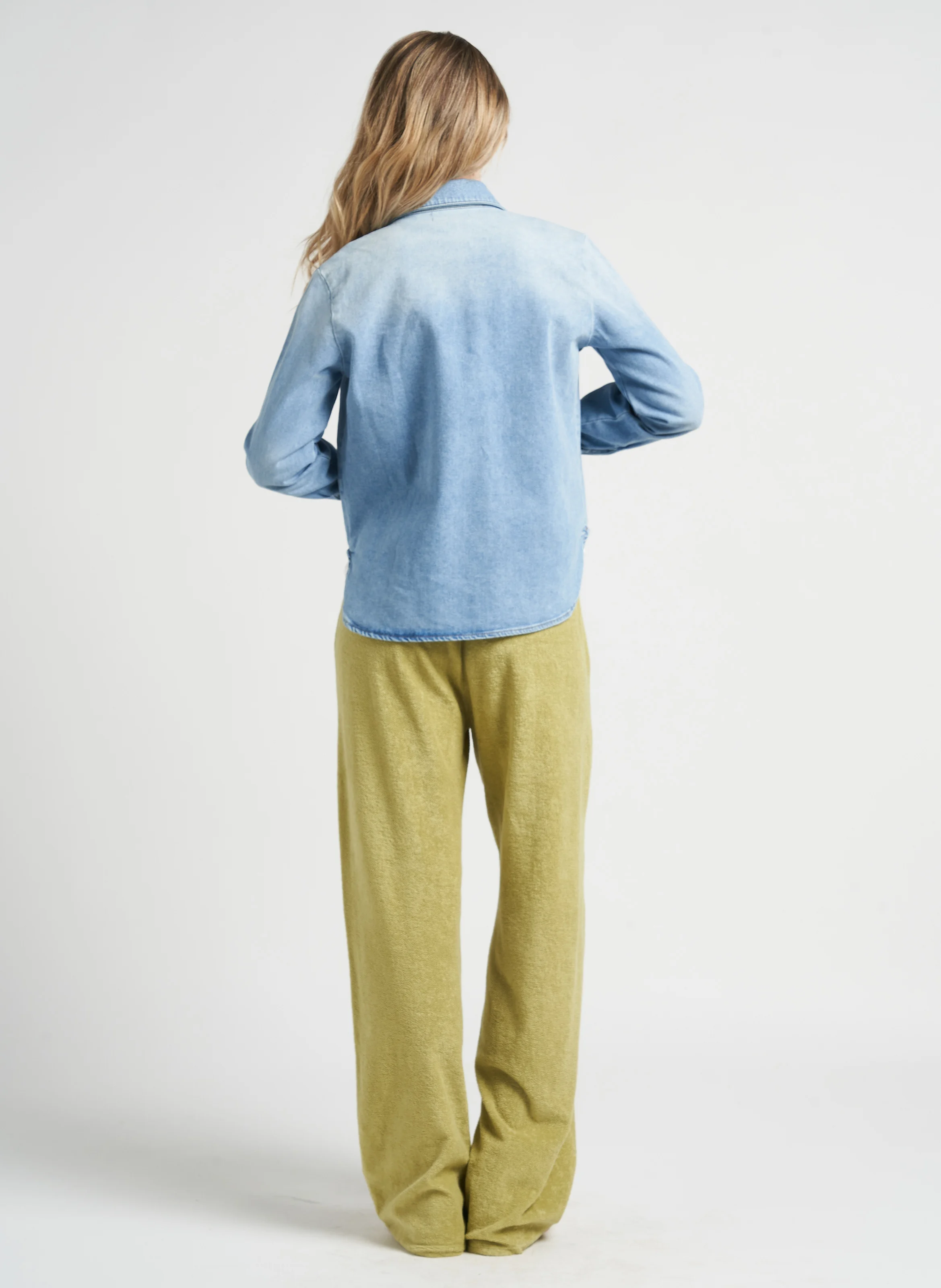 TOPAZE - Chemise droite col classique en denim stretch| Bleu
