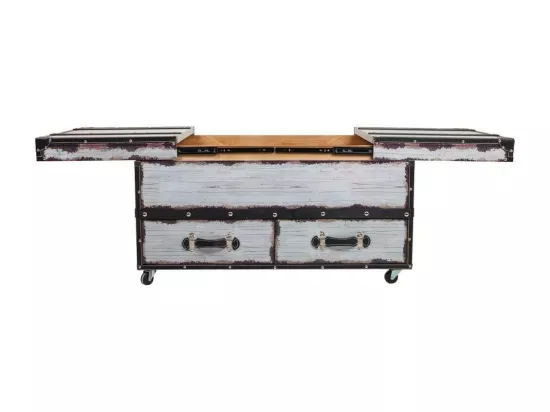 Casier à bouteilles en bois et toile blanche 100x60x55h