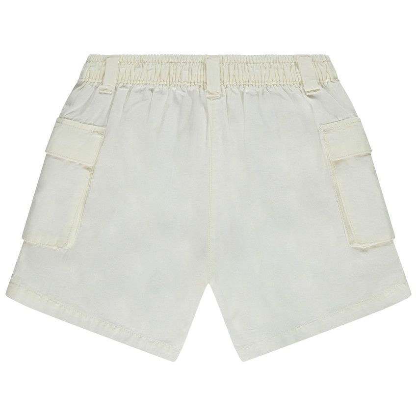 Short en toile à poches et taille élastiquée pour fille - Ecru